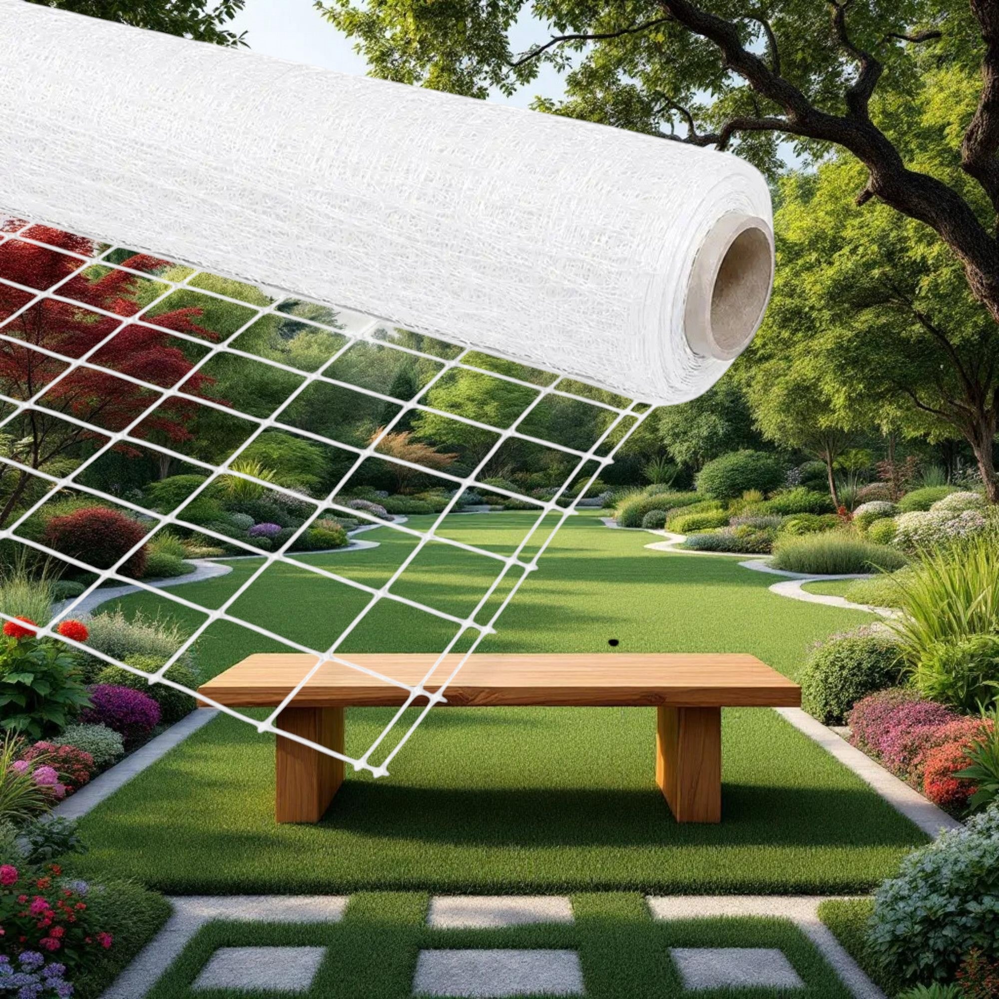 VineLine Durable Plastic Trellis Netting White Roll 6.5ft x 330ft w/ 6in Squares - Image 4