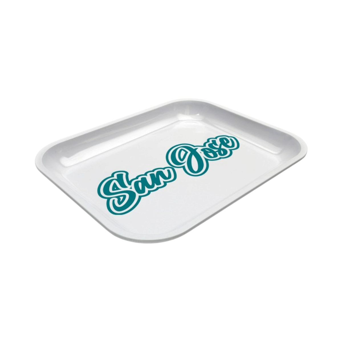 Large Dope Trays x San Jose – White Background Teal logo