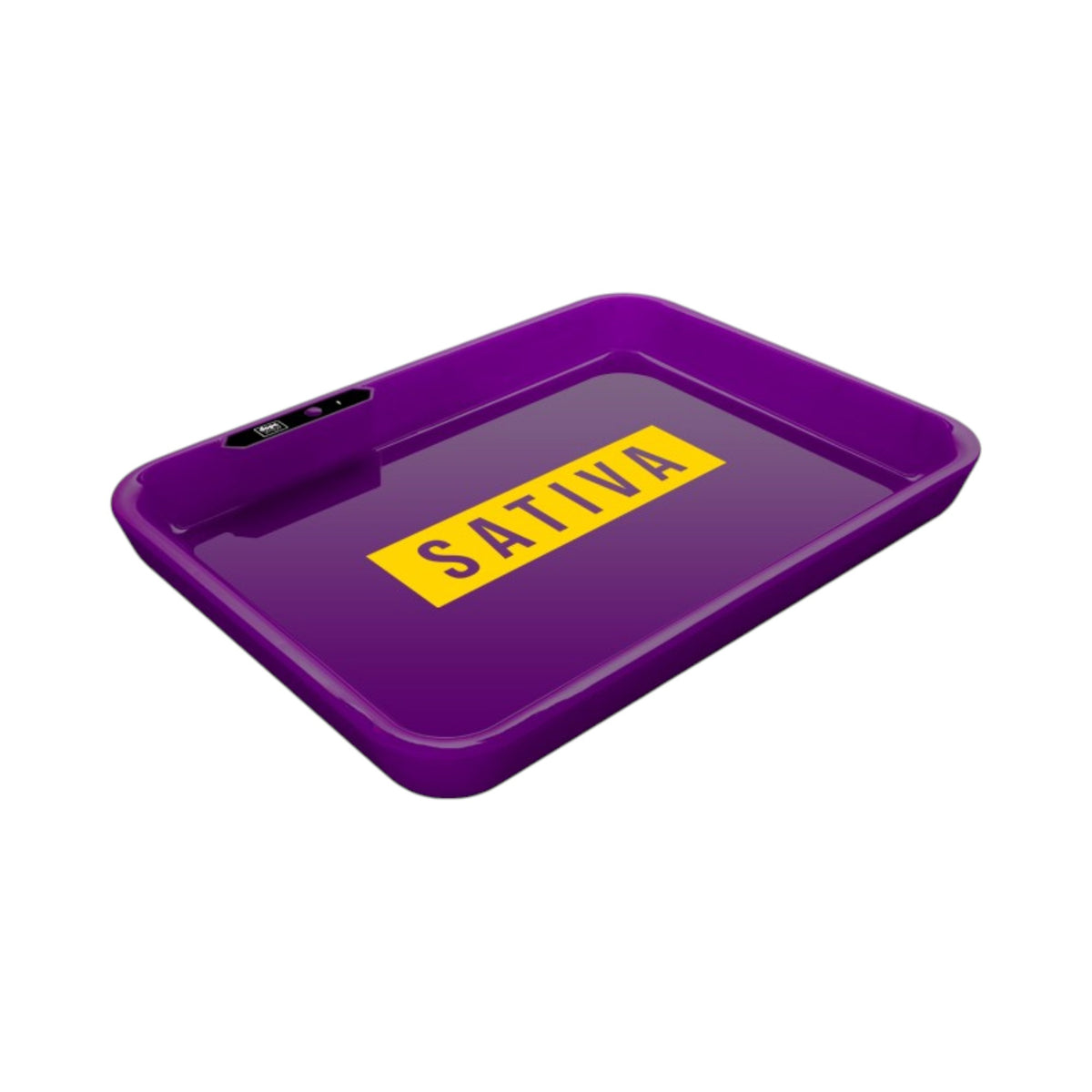 Dope Trays x Sativa -  purple background yellow logo