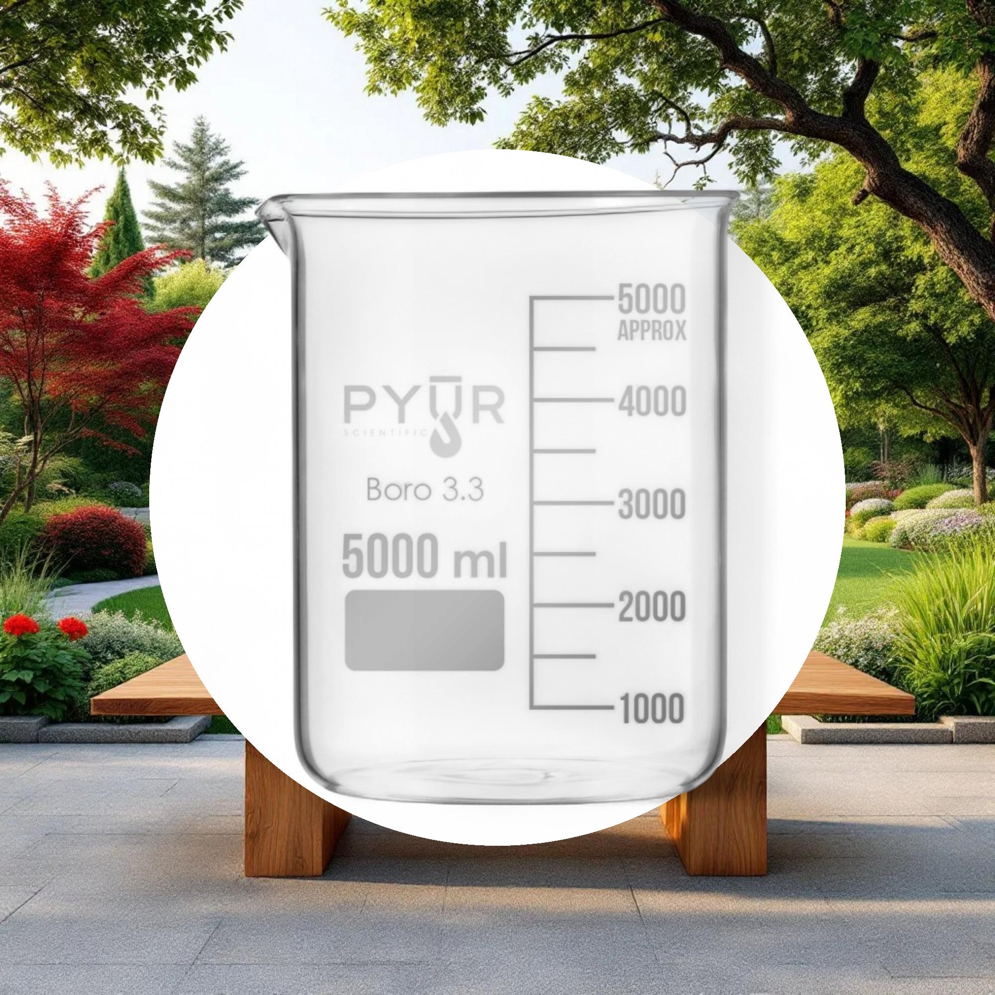 Pyur Scientific Low Form Glass Beaker w/ Graduations and Spout 5000ml - Image 4