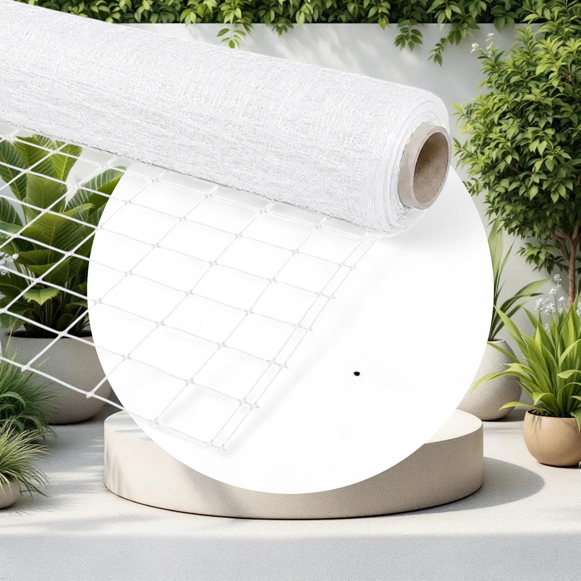 VineLine Durable Plastic Trellis Netting White Roll 5ft x 1000ft w/ 6in Squares - Image 2