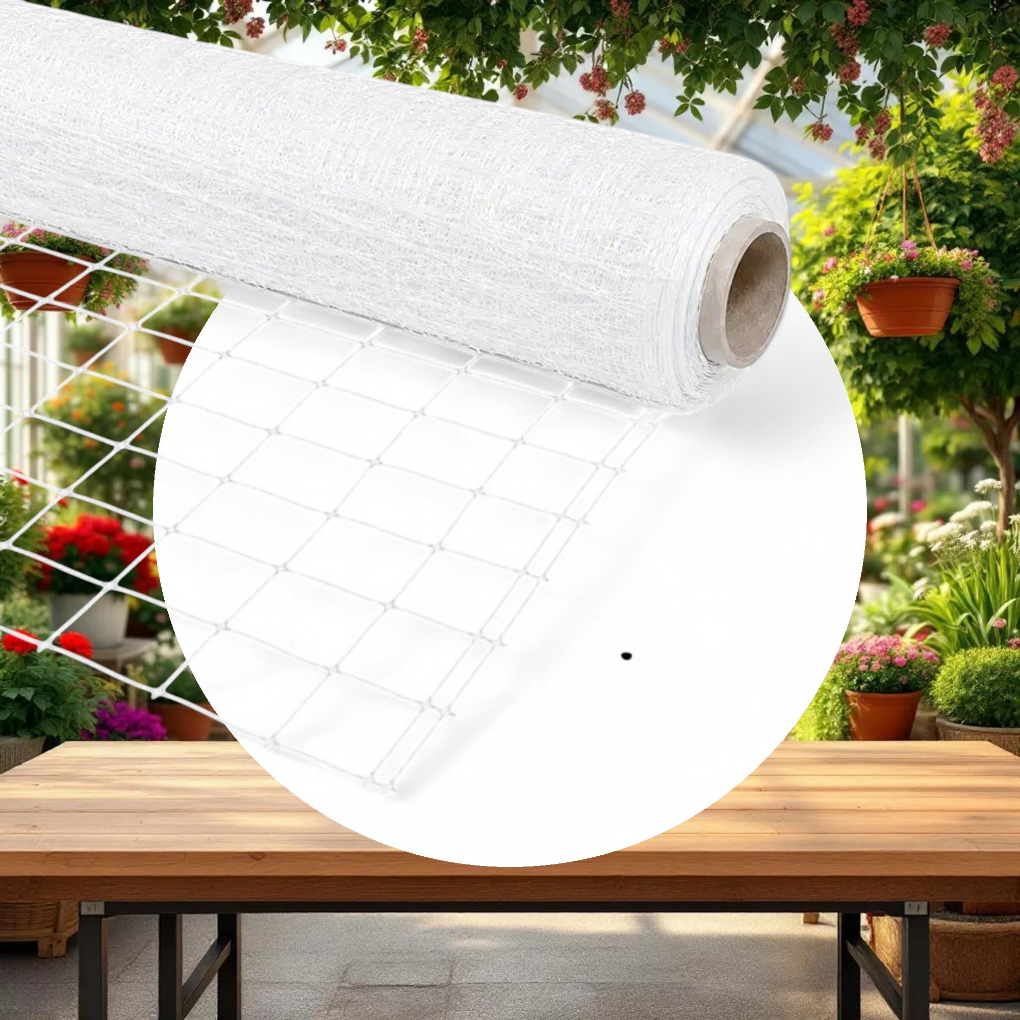 VineLine Durable Plastic Trellis Netting White Roll 4ft x 100ft w/ 6in Squares - Image 3
