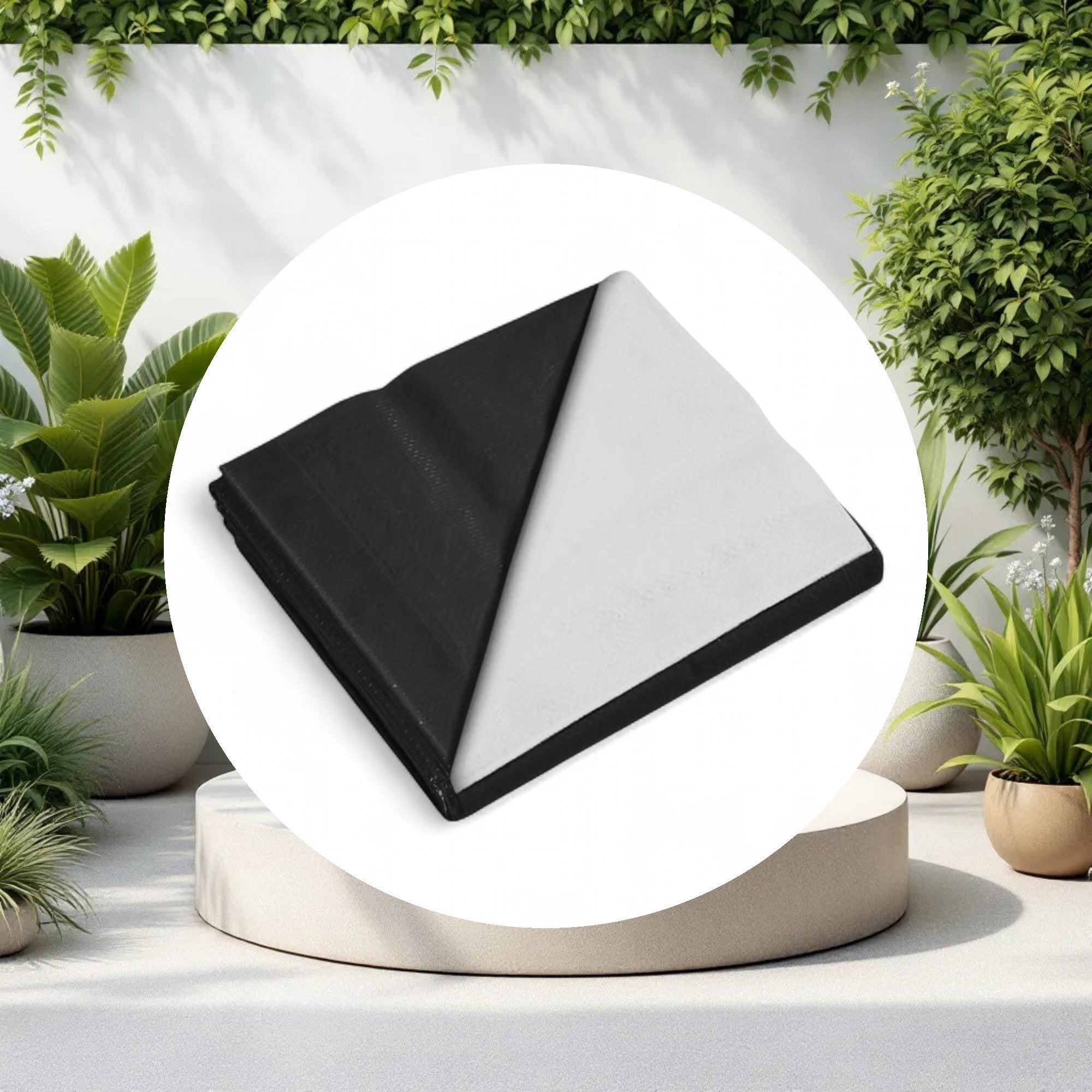 32'x100' Black & White Woven Blackout Light Deprivation Film 9 Mil - Image 2