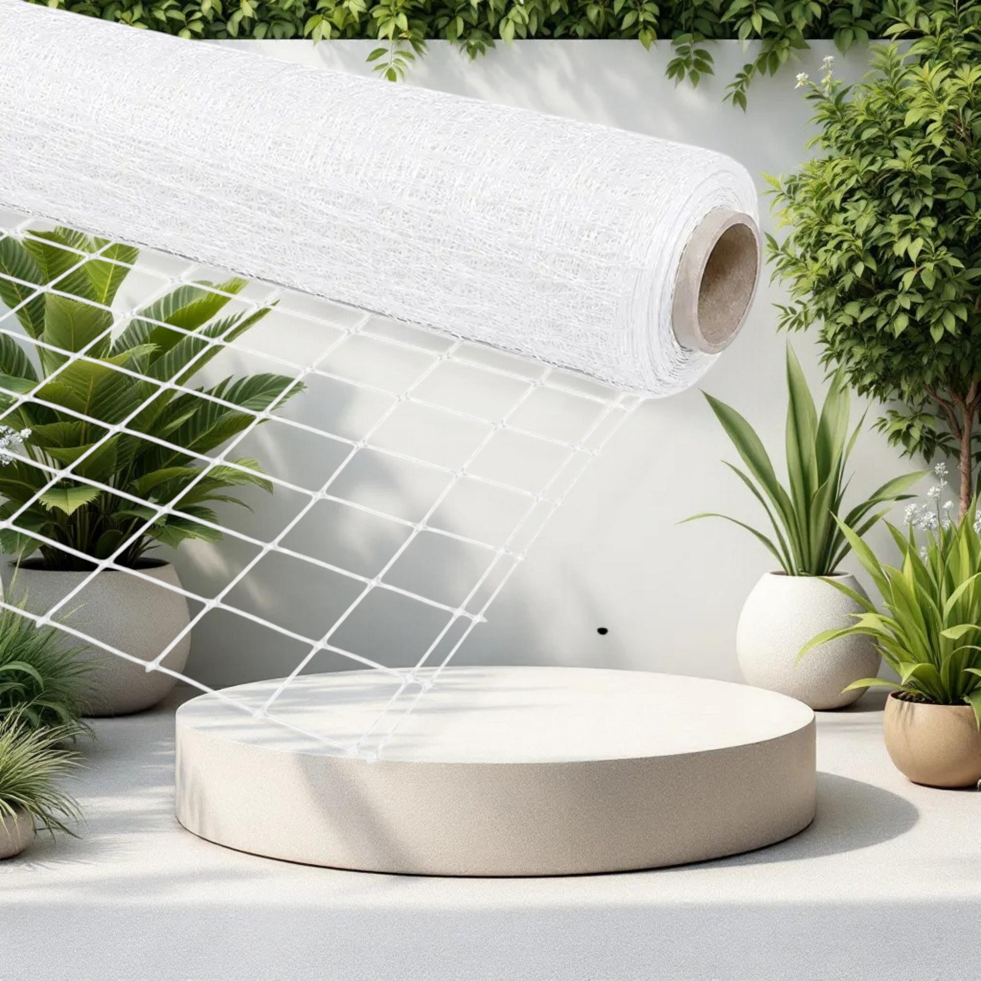 VineLine Durable Plastic Trellis Netting White Roll 6.5ft x 330ft w/ 6in Squares - Image 2
