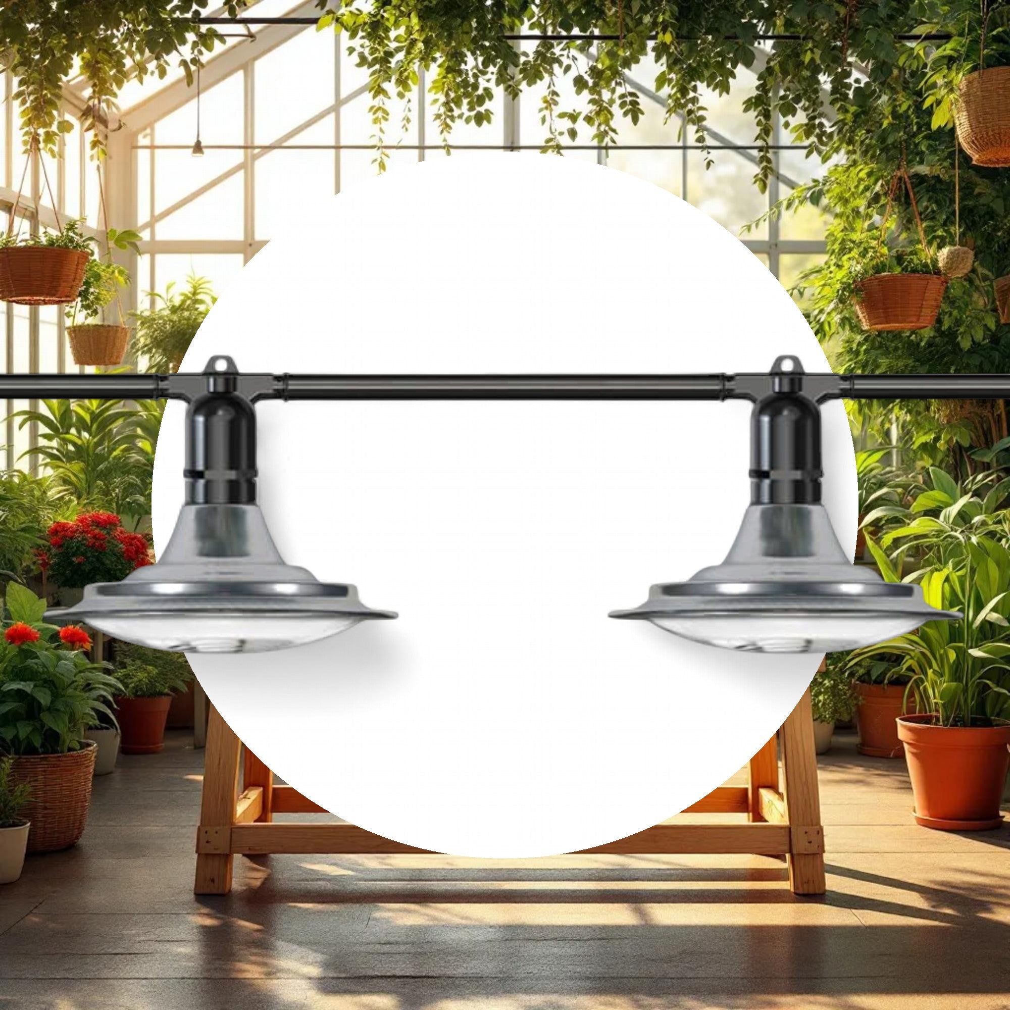 100' Greenhouse Expandable String Lights 14AWG w/ 12W LED 6500K Grow LED Bulbs (24 bulbs) - Image 2
