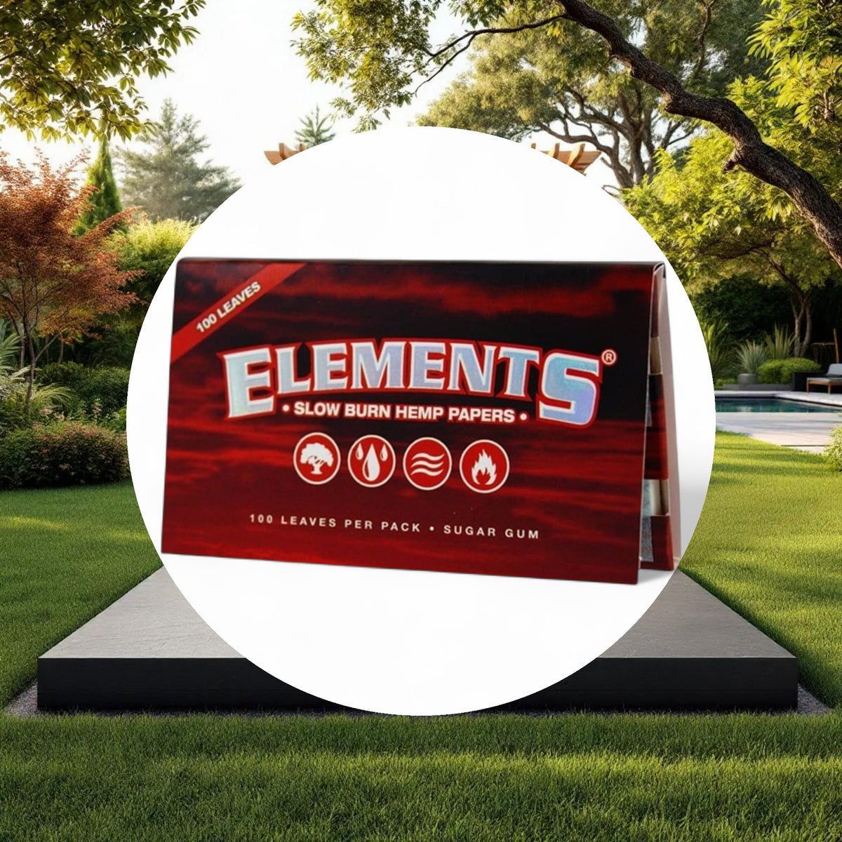 Elements Slow Burn Hemp Papers Red Single Wide 100 Leaves/Pack - Box of 25 - Image 4
