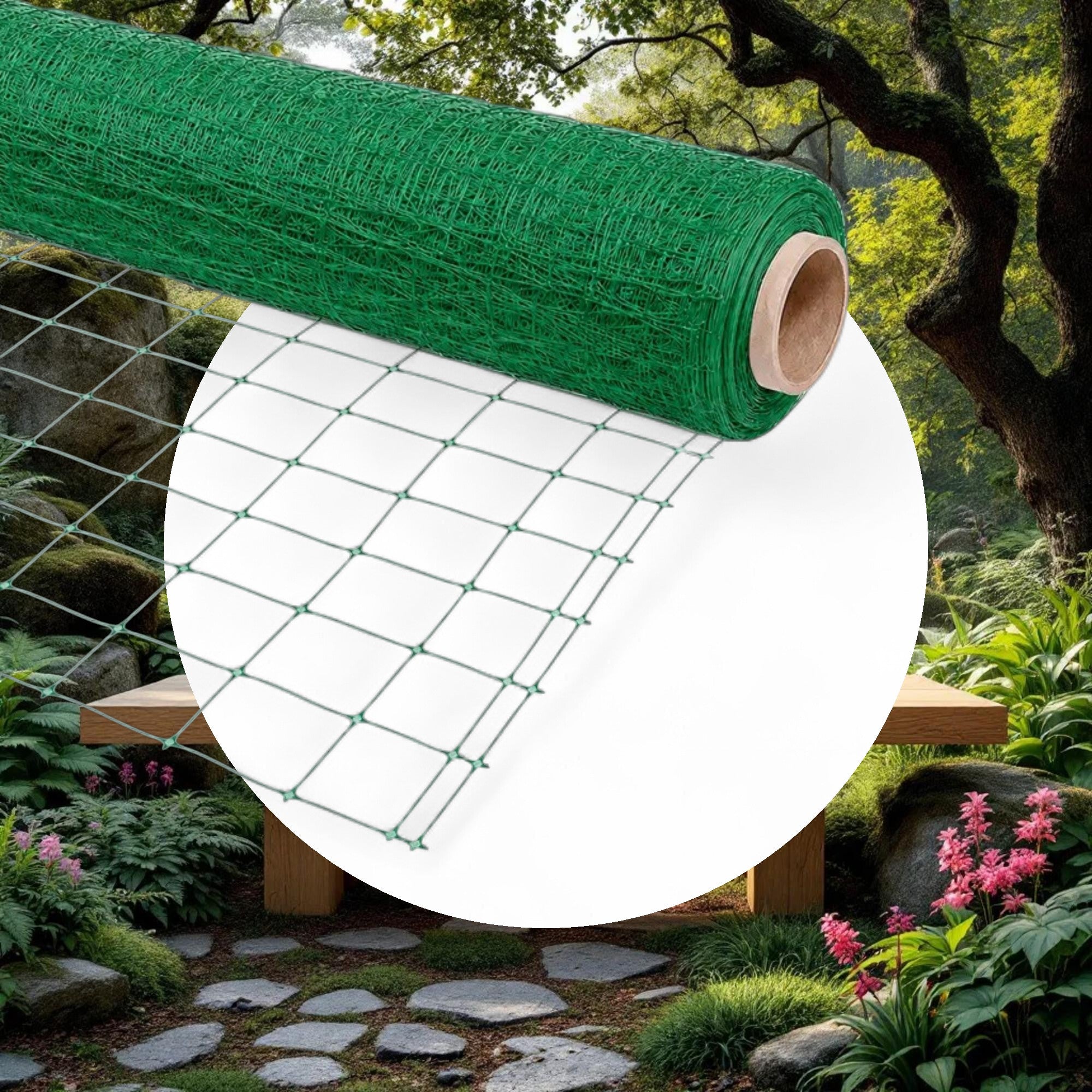 VineLine Durable Plastic Trellis Netting Green Roll 6.5ft x 3300ft w/ 6in Squares - Image 5