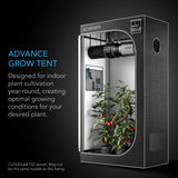 CLOUDLAB 844, ADVANCE GROW TENT 4X4, 2000D DIAMOND MYLAR CANVAS, 48" X 48" X 80"